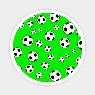 Football / Soccer Ball Seamless Pattern - Green Background Magnet